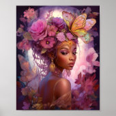 Black Goddess Pink Paars Fantasy Art Poster (Voorkant)