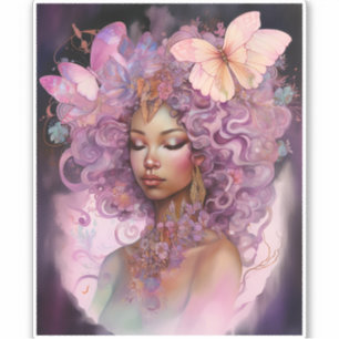 Black Goddess Pink Paars Fantasy Art Sticker