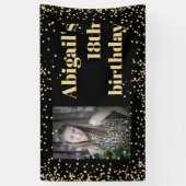 Black Gold 18th Birthday Party Foto Spandoek (Verticaal)