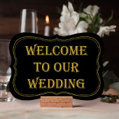 Black & Gold 1920's Gatsby Wedding Welcome Sign Kaart