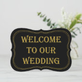 Black & Gold 1920's Gatsby Wedding Welcome Sign Kaart (Staand voorkant)