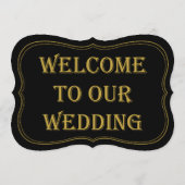 Black & Gold 1920's Gatsby Wedding Welcome Sign Kaart (Achterkant)