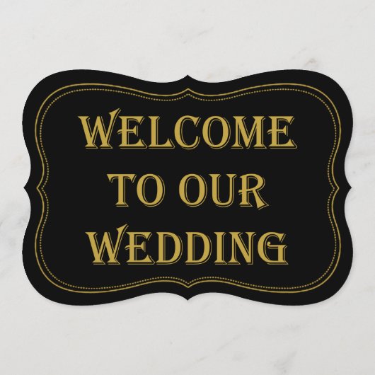 Black & Gold 1920's Gatsby Wedding Welcome Sign Kaart (Achterkant)