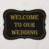 Black & Gold 1920's Gatsby Wedding Welcome Sign Kaart (Voorkant)