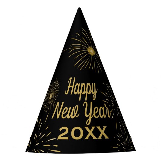 Black Gold 2023 New Year's Eve Party Hat Feesthoedjes (Voorkant)