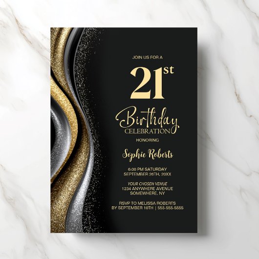 Black Gold 21e verjaardagsfeest Kaart