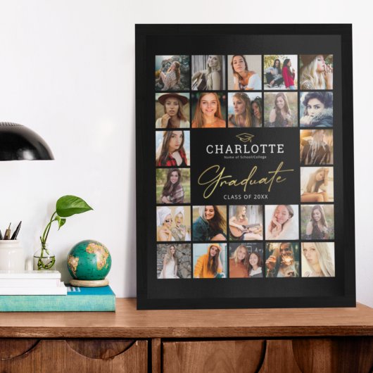 Black Gold 24 Photo Collage Afstuderen Poster