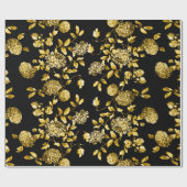 Black Gold 2 Floral Toile Cadeaupapier (Vlak)