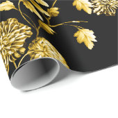 Black Gold 2 Floral Toile Cadeaupapier (Rol Hoek)
