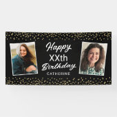 Black Gold 2 Photo Any Age Happy Birthday Banner (Horizontaal)