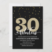 Black Gold 30 en Fabulous Birthday Party Kaart (Voorkant)