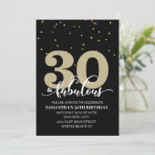Black Gold 30 en Fabulous Birthday Party Kaart (Staand voorkant)