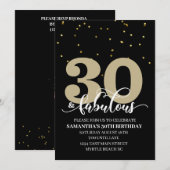 Black Gold 30 en Fabulous Birthday Party Kaart (Voorkant / Achterkant)