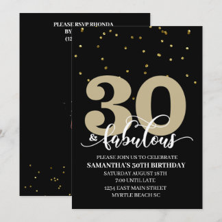 Black Gold 30 en Fabulous Birthday Party Kaart