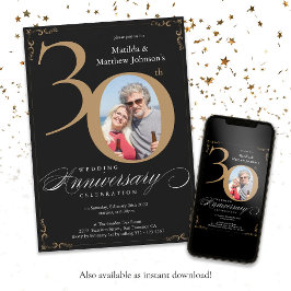 Black Gold 30e trouwjubileum kalligrafie Kaart