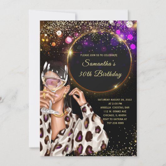 Black Gold 30th Birthday Invitation Kaart (Voorkant)