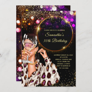 Black Gold 30th Birthday Invitation Kaart