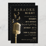 Black Gold 30th Birthday Karaoke Night Party Kaart<br><div class="desc">Classy Black Gold 30th Birthday Karaoke Night Party Invitation</div>