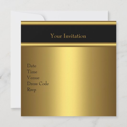  Black Gold 30th Elegant Birthday Party Kaart (Achterkant)