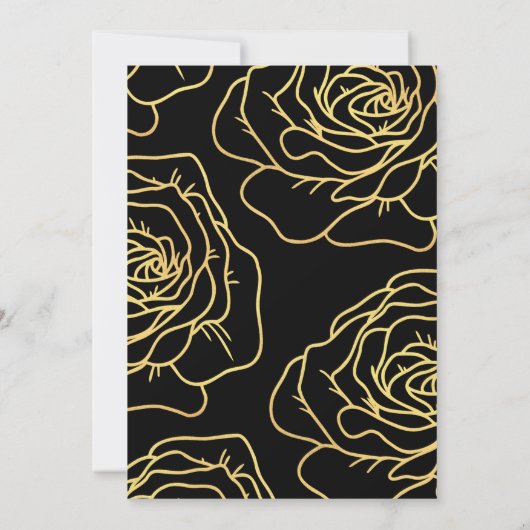 Black Gold 39e verjaardag uitnodigingen Floral (Achterkant)