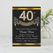 Black Gold 40ste Verjaardagsfeest Kaart (Staand voorkant)