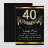 Black Gold 40ste Verjaardagsfeest Kaart (Voorkant / Achterkant)