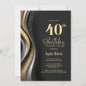 Black Gold 40ste Verjaardagsfeest Kaart (Voorkant)