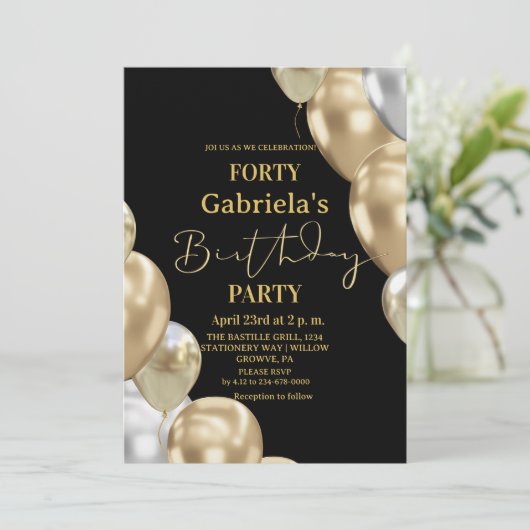 Black Gold 40th Birthday Kaart (Staand voorkant)