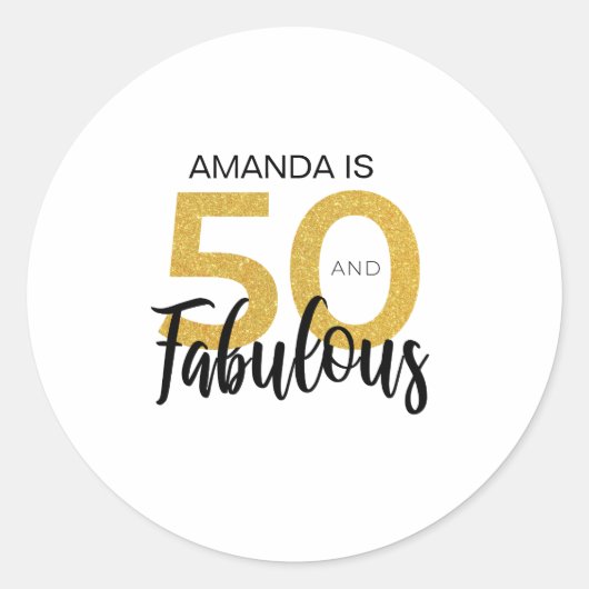 Black Gold 50 en Fabulous 50th Birthday Ronde Sticker (Voorkant)