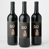 Black Gold 50 en Fabulous Birthday Foto Wijn Etiket (Flessen)