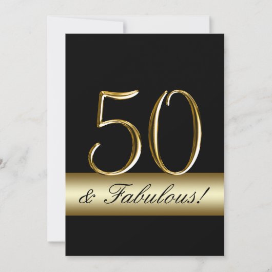 Black Gold 50 en Fabulous Birthday Kaart (Voorkant)