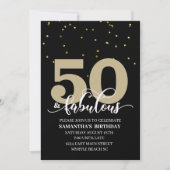 Black Gold 50 en Fabulous Birthday Party Kaart (Voorkant)