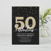 Black Gold 50 en Fabulous Birthday Party Kaart (Staand voorkant)