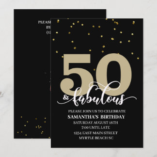 Black Gold 50 en Fabulous Birthday Party Kaart