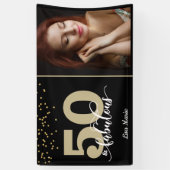 Black Gold 50 en Fabulous Birthday Photo Banner (Verticaal)