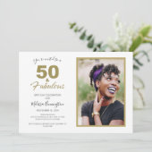 Black Gold 50 en fantastische verjaardagsfeestfoto Kaart (Staand voorkant)