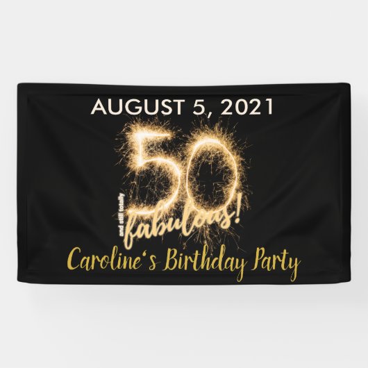 Black Gold 50 en nog steeds Fabulous 50th Birthday Spandoek (Horizontaal)