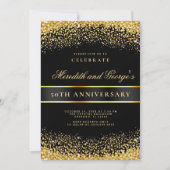 Black Gold 50e Golden Wedding Jubileum Party Kaart (Voorkant)