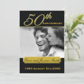 Black Gold 50e Jubileum fotouitnodiging Kaart (Staand voorkant)