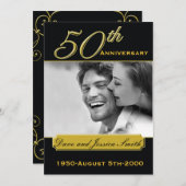 Black Gold 50e Jubileum fotouitnodiging Kaart (Voorkant / Achterkant)