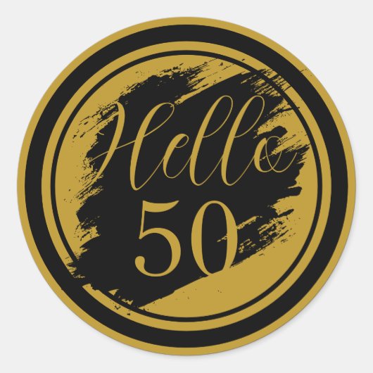 Black Gold 50ste verjaardag Hello 50 Ronde Sticker (Voorkant)