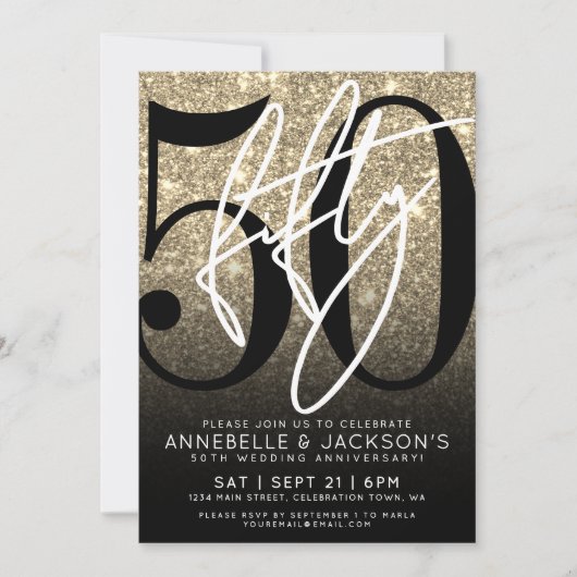 Black Gold 50ste ververjaardagsfeest Kaart (Voorkant)