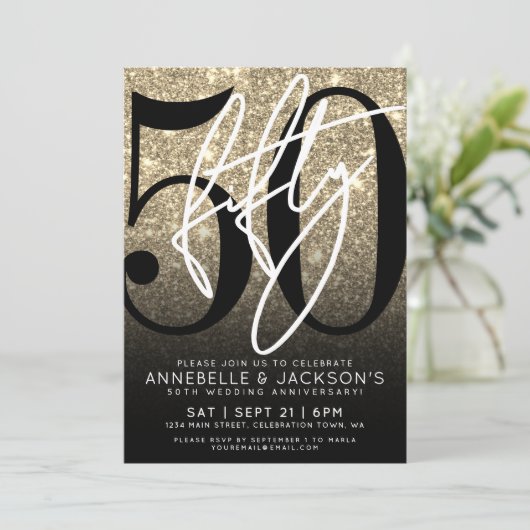 Black Gold 50ste ververjaardagsfeest Kaart (Staand voorkant)