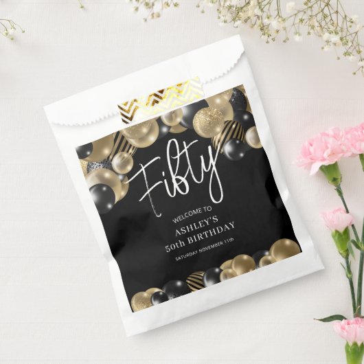 Black Gold 50th Birthday Bedankzakje (Gezegeld)