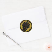 Black Gold 50th Birthday Hello 50 Ronde Sticker (Envelop)