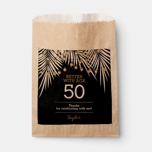 Black Gold 50th Birthday Party Favor Bag Bedankzakje (Voorkant)
