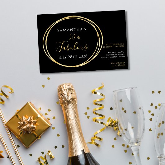 Black Gold 50th Birthday Party Kaart