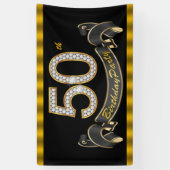Black Gold 50th Birthday Party Spandoek (Verticaal)