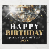 Black Gold 50th Birthday Party Sparkling Wijnetiket (Enkel label)