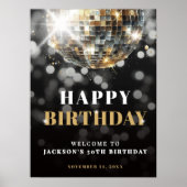 Black Gold 50th Birthday Party Welcome Sign Poster (Voorkant)